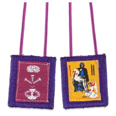 1 3/4'' x 2'' Benediction and Protection Purple Wool Scapular 1512-979