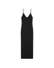 VERSACE $1950 Black Safety Pin Knit Slip Midi Dress New And Authentic