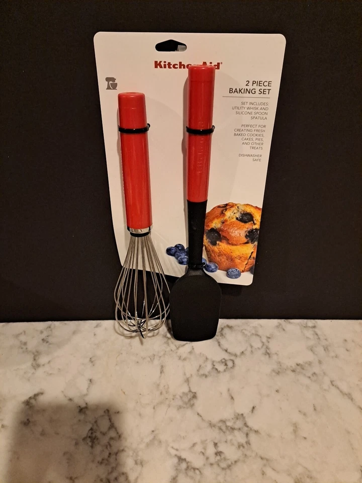 KitchenAid 2 Piece Candy Apple Red Baking Set Utility Whisk & Silicone Spoon... - Image 2 of 4
