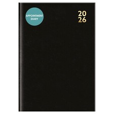 2026  A4 Black Day To Page Diary Appointment Year Hardback Full Page Weekend