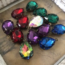 13PCS High grade Crystal Glass Rhinestones Teardrop 13mm x 18mm Beads Jewelrys