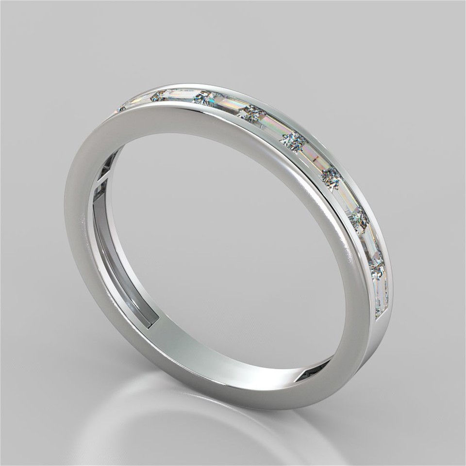 Bague Diamants Baguette 0,50 Ct Or 14k - Taille 54 - Certification - Occasion Spéciale