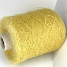 Dull Yellow ALPACA WOOL FLUFFY Yarn on Cone LACE WEIGHT USA TARIFF FREE 