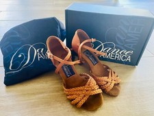 Dance America Dark Miami Tan Statin ballroom dance shoes women / girls 4.5