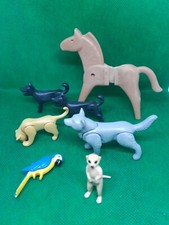  Playmobil ACCESSOIRES lot animaux cheval chien perroquet loup 
