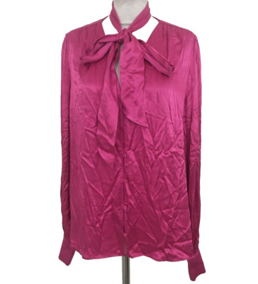 Hush Women's Top Size 16 Vibrant Pink Priscilla Satin Tie Medium New F1