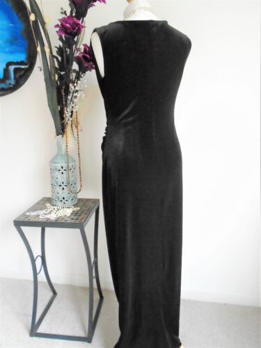 Vintage Velvet Maxi Dress WALLIS Gothic Black Evening Party Wedding Cruise 10 - Picture 4 of 4