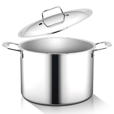 NutriChef 8qt Stockpot w/Lid, Stainless Steel, Dishwasher Safe   NCSSX45