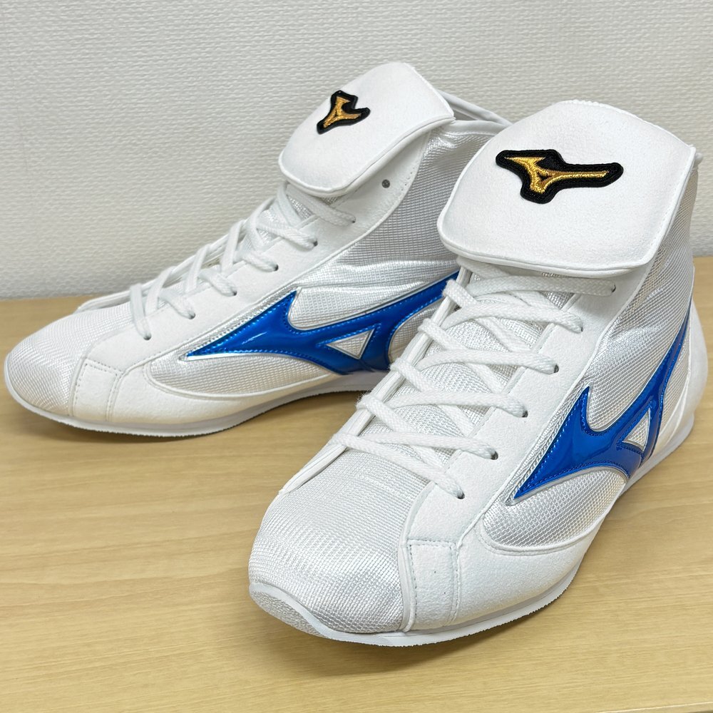 Mizuno ボクシングシューズ ホワイト ローカット Mizuno Short Boxing Shoes Easy Spectra White × Metalblue Line