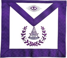MASONIC PAST MASTER Synthetic  LEATHER APRON EMBROIDERED Purple