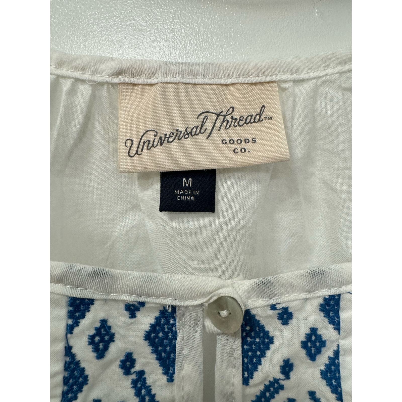 Universal Thread Medium White Cotton Peasant Top … - image 4