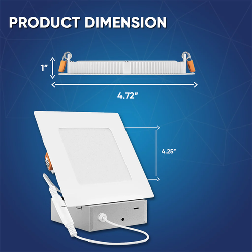 LED Recessed Downlight 12W 6" Square with Junction Box Ceiling Lights for Office - Picture 3 of 12