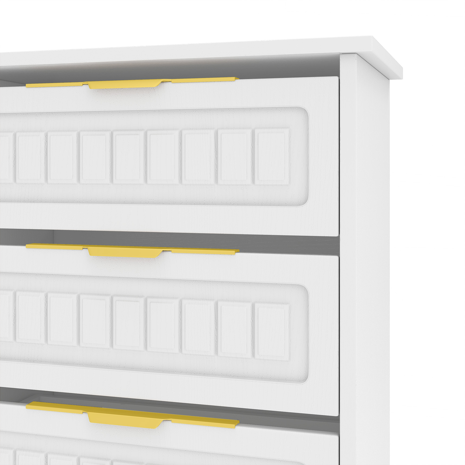 Chest of 6 Wood Drawers Dresser White Bedroom Cabinet LED Lights & Charging Dock