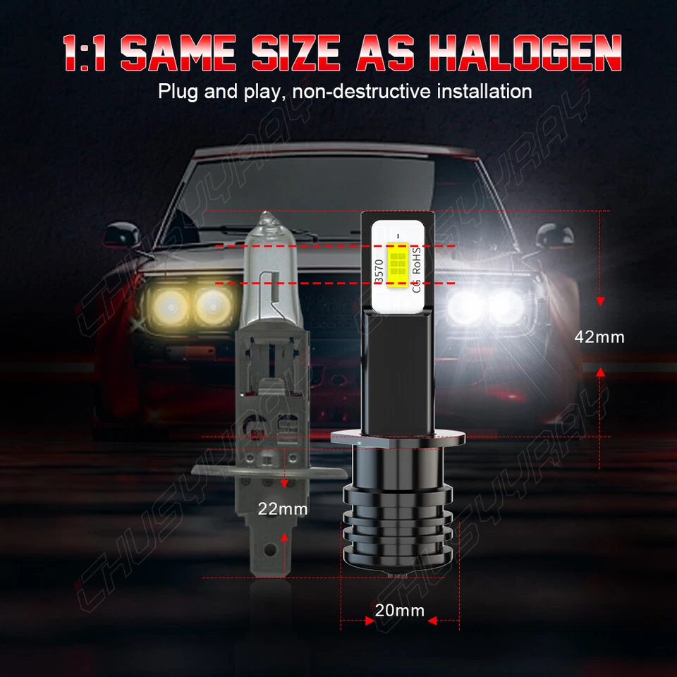 For Hyundai Elantra 2007-2010 6pcs LED Headlight High/Low Beam + Fog light bulbs - Image 3 of 4