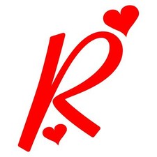 adesivo prespaziato LETTERA R CORSIVO CUORE ROSSO pre-spaced sticker car decal