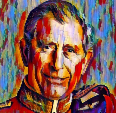 KÖNIG CHARLES III DRUCK AUS ORIGINAL ACRYL EINZIGARTIGES ABSTRAKTES KUNSTWERK LIMITIERTE AUFLAGE