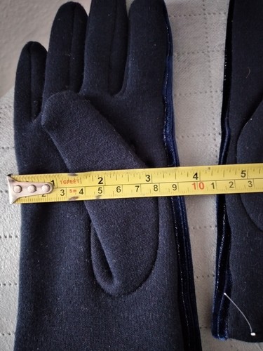 Elegante Samthandschuhe Dehnbar Mitternachtsblau Schangierend - Bild 8 von 10