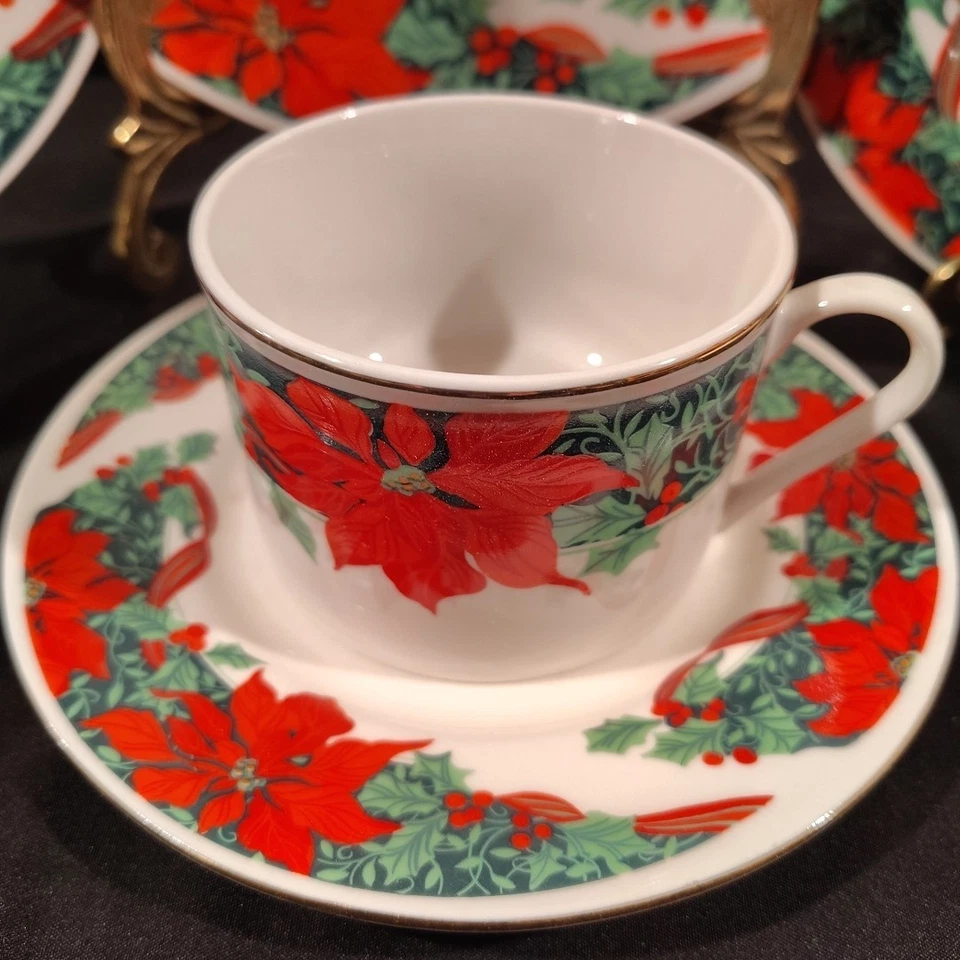 Juego de 20 platos de vajilla Gibson Poinsettia Navidad vacaciones Foto 4 de 4