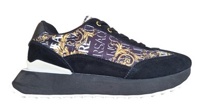 Versace men's leather sneakers 73YA3SF6 black-gold stargaze sole size 41