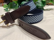 Vineyard Vines Canvas and Webbed Whales Belt Blue 26 Unisex LN