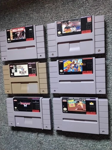 SNES Lot Of 6 Sports Games Meola Soccer Crane Tennis Hockey Basketball Olympics