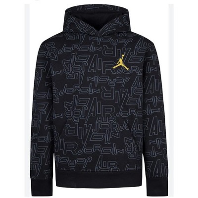 Jordan Boys Take Flight Printed Pullover Hoodie Activewear Gym Black Size XL