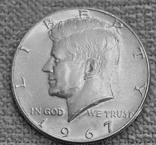 1- 1967 Kennedy half dollar coin