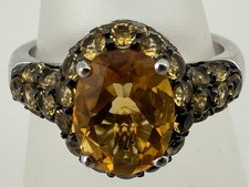 QVC 925 STERLING SILVER CITRINE PAVE YELLOW TOPAZ SZ 7 RING K335C