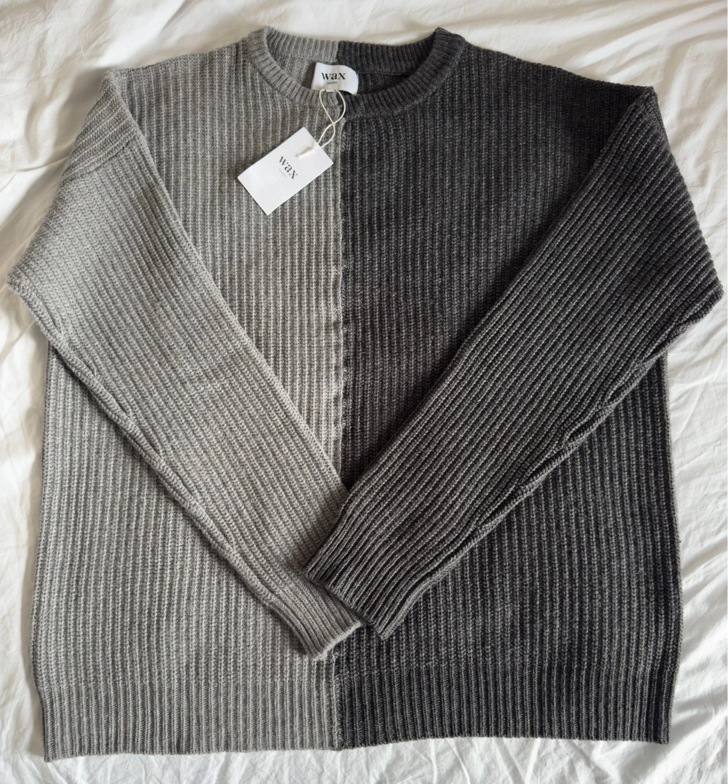 Wax London Grey Ultra-Oversized Chunky Knit Merino Wool Blend Jumper Size L