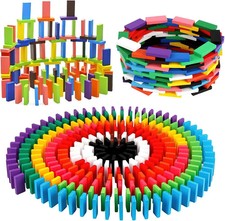 Dominos Set for Kids,360 PCS Dominoes Wooden Building Blocks Stacking Educationa