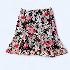 Y2K Fairy Floral Ruffle Skirt 14 R K Originals Brown Pink Beige Knee Length