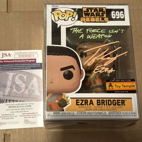 Taylor Gray Signed Ezra Bridger #696 Star Wars Funko TT Excl w/ JSA COA