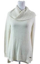 Michael Kors Women Sweater Tunic Cowl Neck Size S Ivory Coastal Sparkle