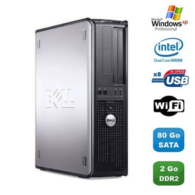 PC Dell Optiplex 760 DT Intel Dual Core E5200 2,5Ghz 2Go DDR2 80Go Wifi XP Pro