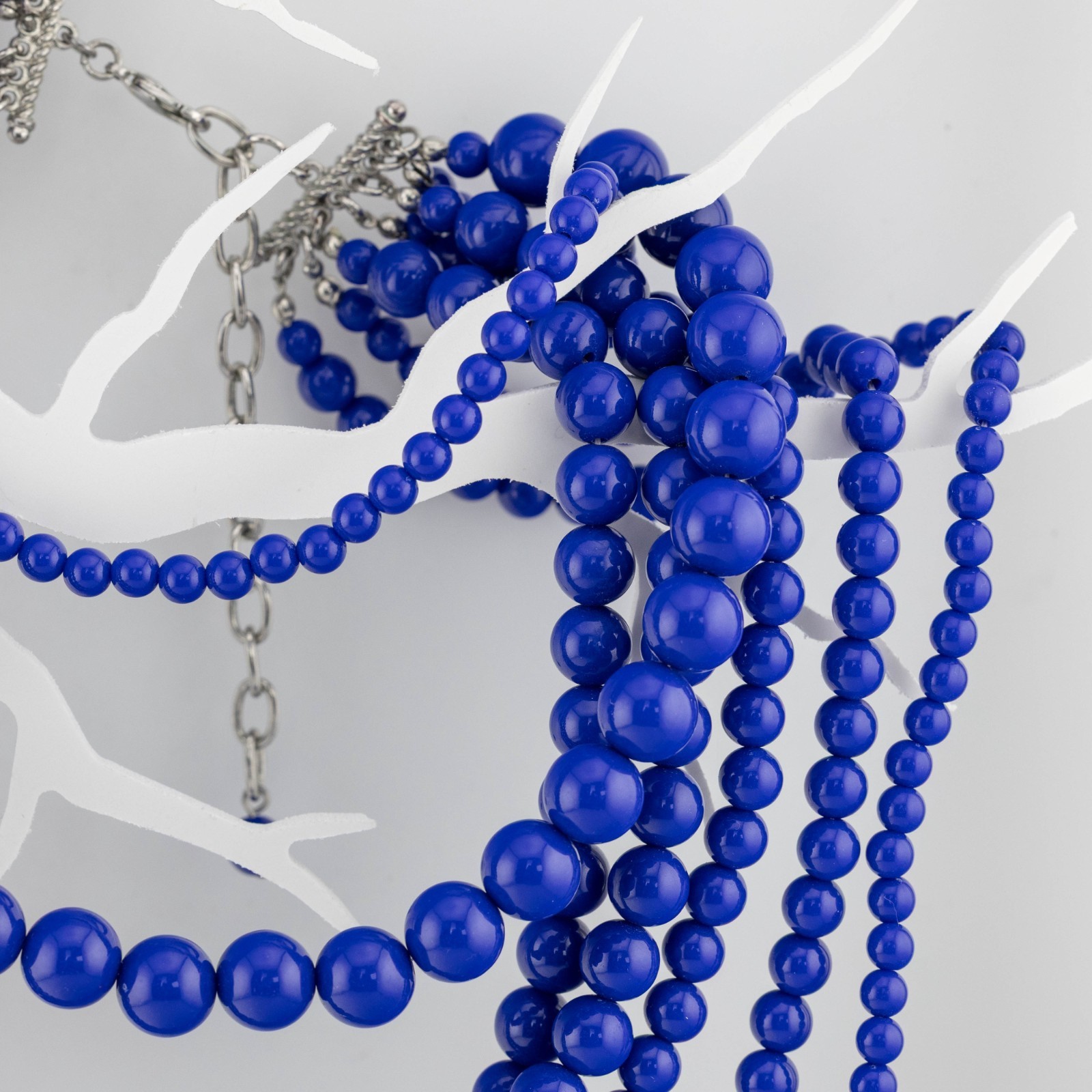 Multi-Strand Statement Necklace Blue Acrylic Bead… - image 5