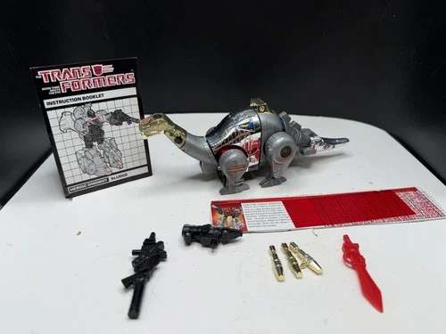 1985 G1 TRANSFORMERS SLUDGE DINOBOT FIGURE COMPLETE W MANUAL NICE Near Mint
