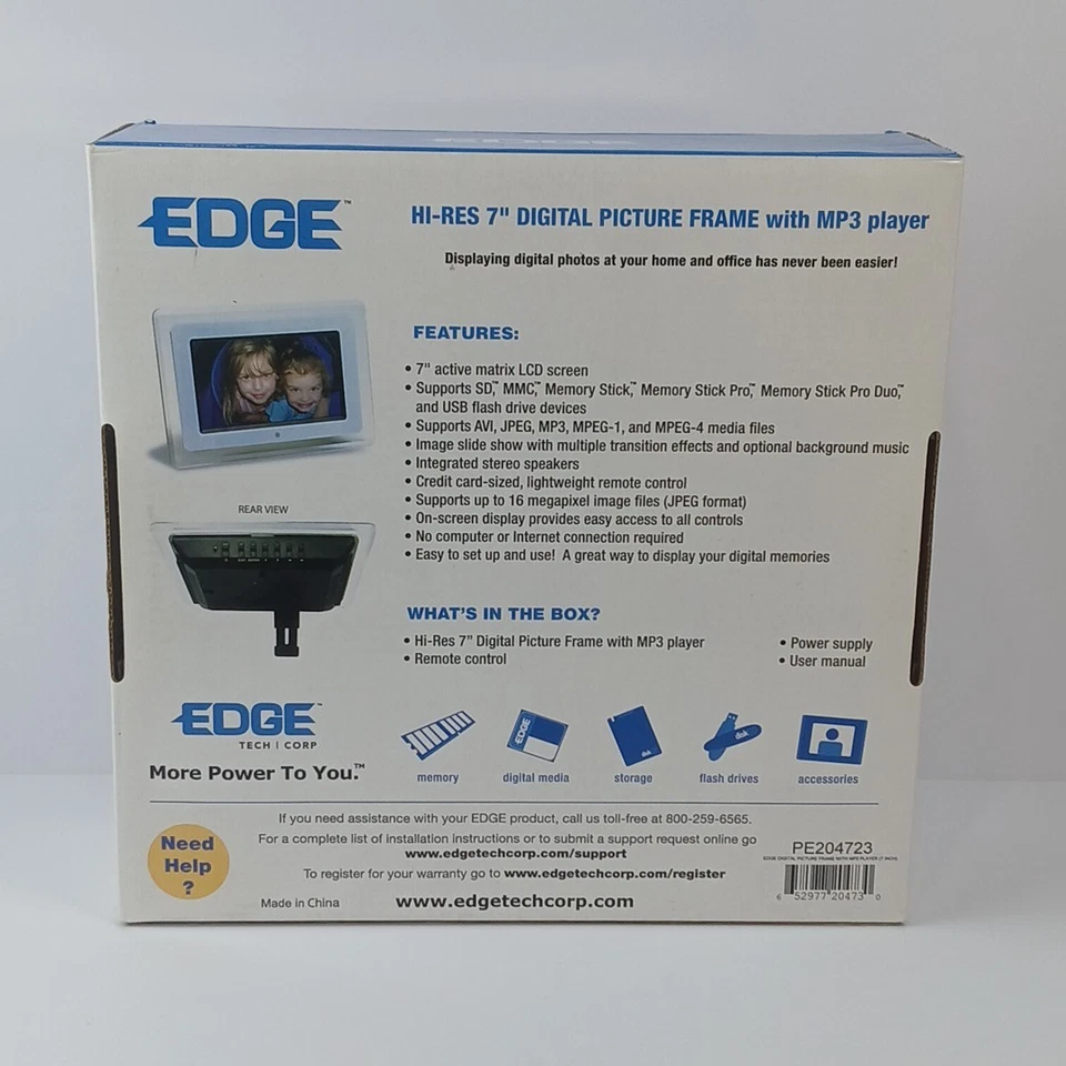 Digital Picture Frame Hi-Res 7" LCD MP3 Player - Remote Control 16MP Easy Setup - Image 2 of 4