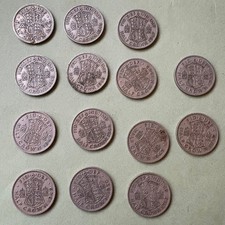 14 x 1947 TO 1951 GEORGE VI  HALF CROWNS COINS