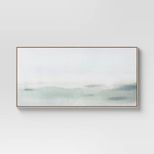 Threshold 47x24 Haze Framed Wall Canvas Neutral Modern Abstract Wall Art NEW