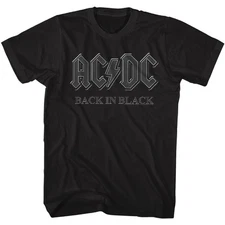 AC/DC Logo Back In Black Rock and Roll Black Music Band T- Shirt