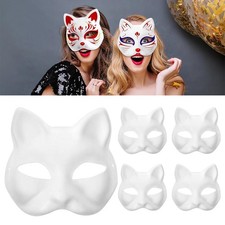 5/10X Cat Mask Paper Blank Masquerade White Masks Haloween Kids DIY Therian 