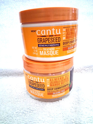 2 ~Cantu Grapeseed Treatment Mask &Almond Oil Jojoba & Olive Oil &Mango 12FL.O