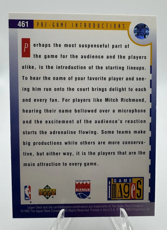 1993-94 Upper Deck - Game Images Mitch Richmond #461 Sacramento Kings - Image 2 of 2