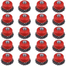 20-Piece Knotted 3 Inch Wire Cup Brush for Angle Grinders - 5/8 Inch Arbor