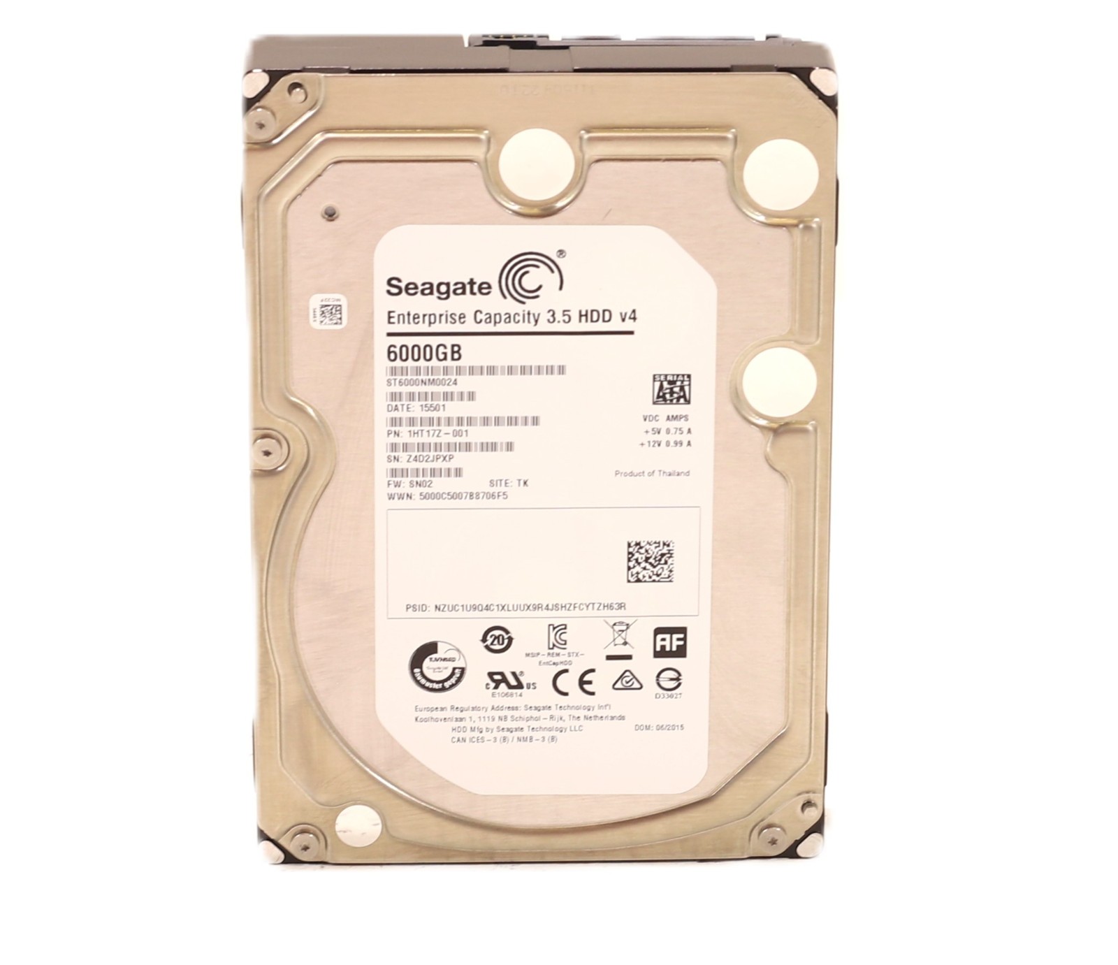 Seagate ST6000NM0024 6TB 3.5" 128MB 7.2K RPM SATA Hard Drive P/N: 1HT17Z-001