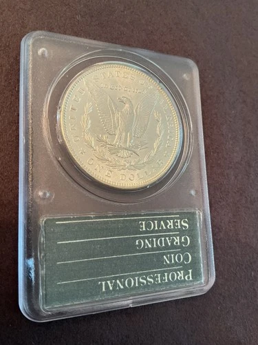 1897 P Morgan Dollar PCGS MS62 Rattler Holder