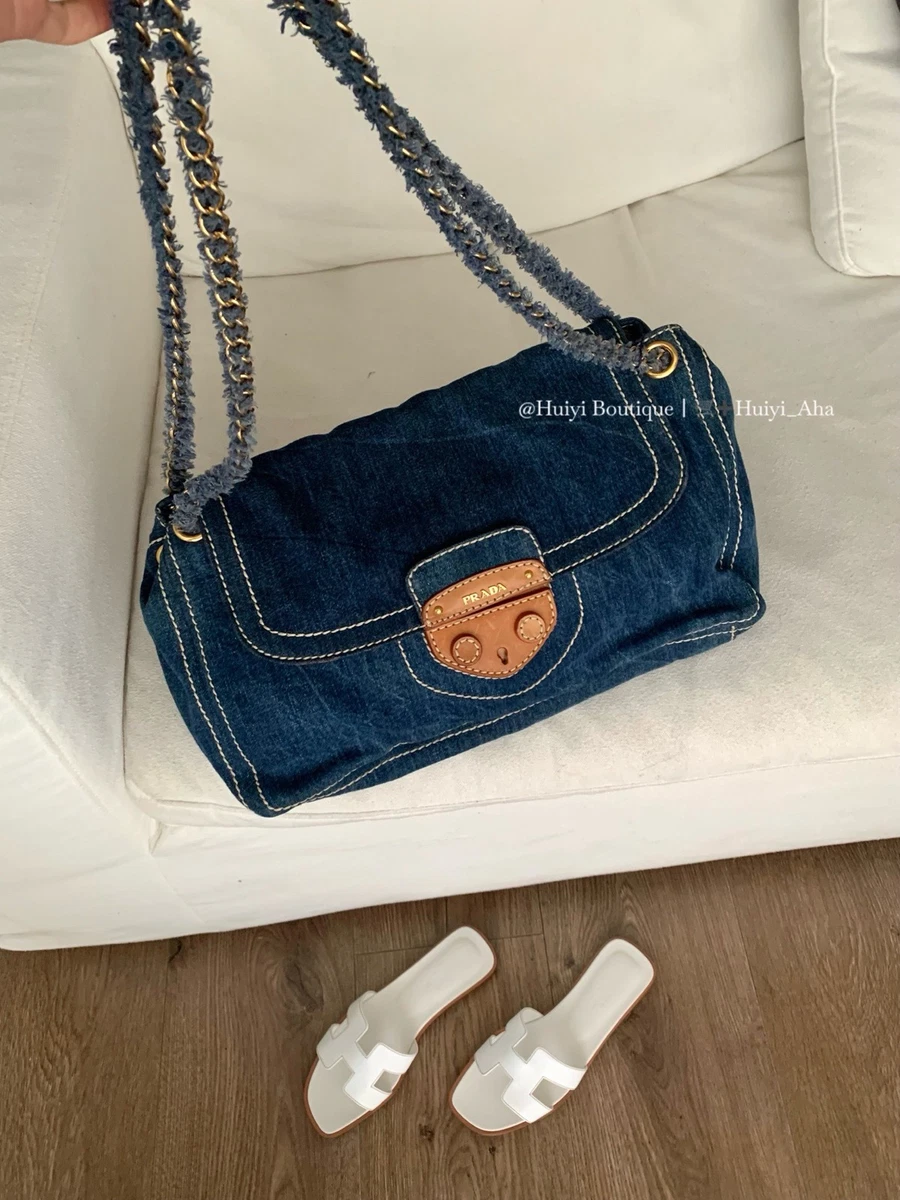 PRADA デニム&レザーバッグ 25+ PRADA Denim Exterior Shoulder Bag Bags & Handbags for Women