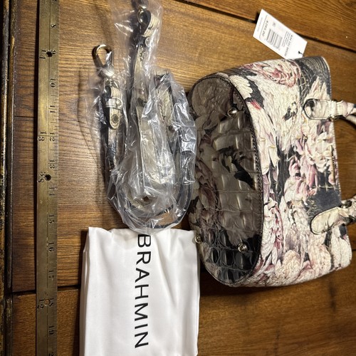 Petit sac cartable BRAHMIN Melbourne BOWIE cuir EDEN floral noir ivoire neuf avec étiquette - Photo 3/5