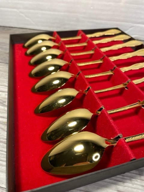 1847 Roger Bros Gold Plated Tea Spoons Vintage Near Mint Set Of 8 | eBay
