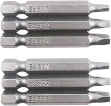 6 Pieces Square Screwdriver Bits, 1/4 Inch Hex Shank S2 Steel Square SQ1 SQ2 SQ3